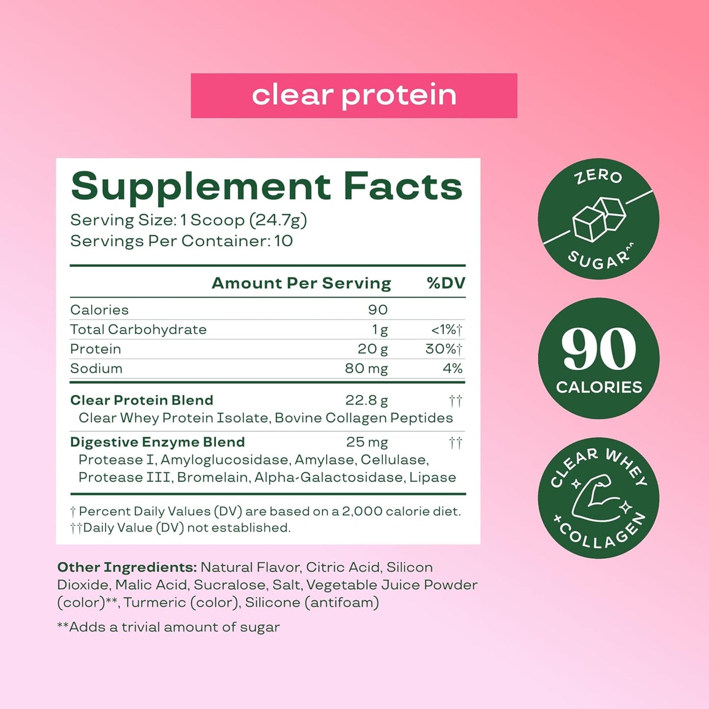 Bloom Nutrition Clear Whey Protein, Strawberry Watermelon, 10 Servings | Whey Protein Isolate with Collagen Peptides & Digestive Enzymes, 20G Protein, Sugar Free Post Workout Drink Mix, 90 Calories