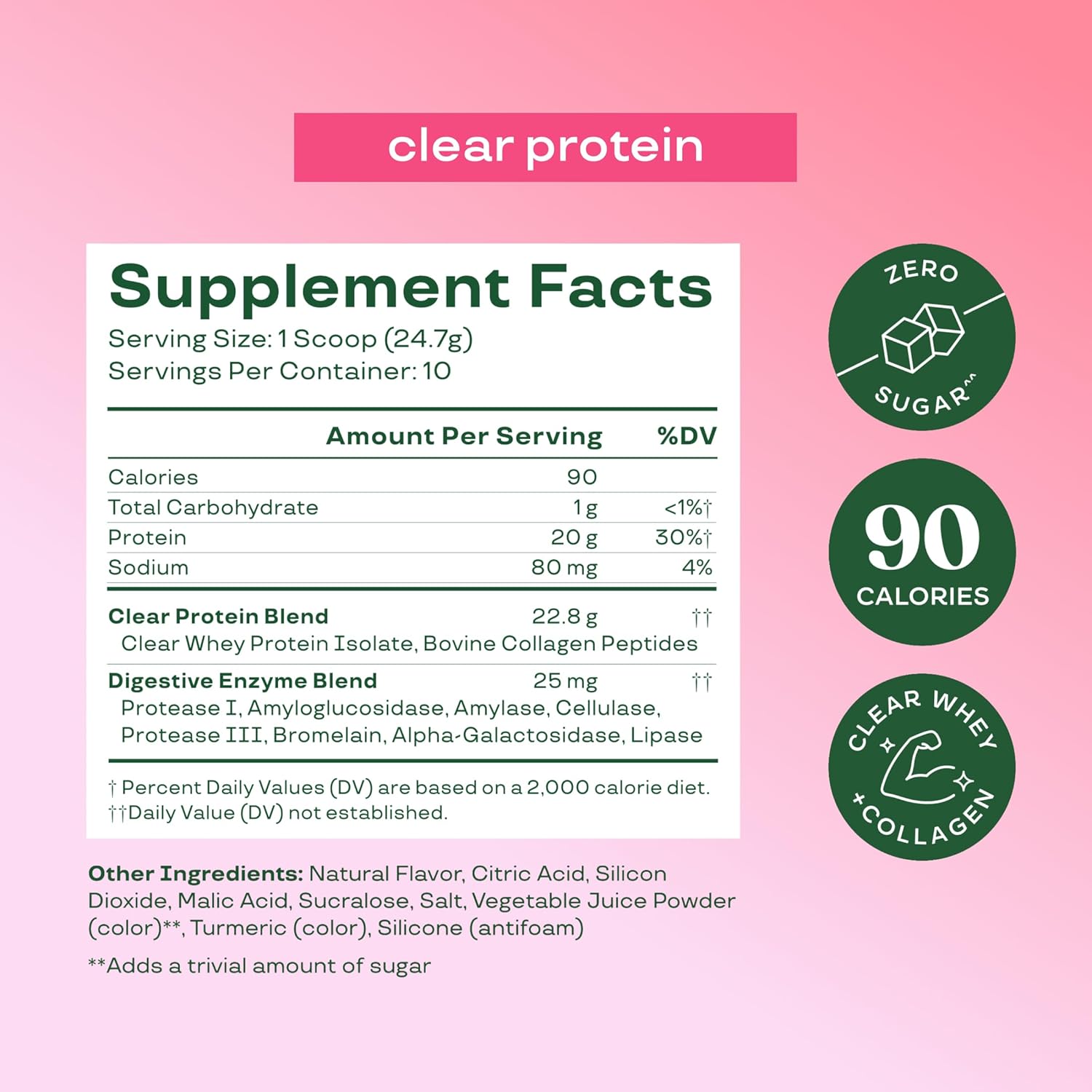 Bloom Nutrition Clear Whey Protein, Strawberry Watermelon, 10 Servings | Whey Protein Isolate with Collagen Peptides & Digestive Enzymes, 20G Protein, Sugar Free Post Workout Drink Mix, 90 Calories