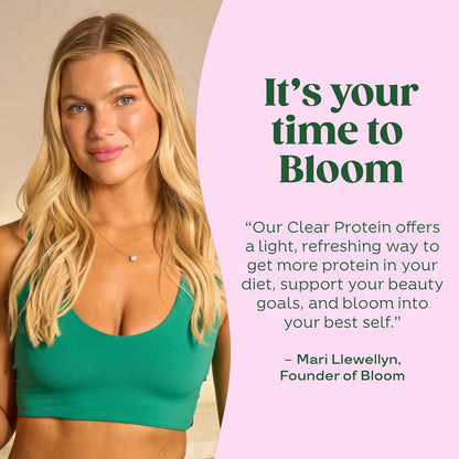 Bloom Nutrition Clear Whey Protein, Strawberry Watermelon, 10 Servings | Whey Protein Isolate with Collagen Peptides & Digestive Enzymes, 20G Protein, Sugar Free Post Workout Drink Mix, 90 Calories